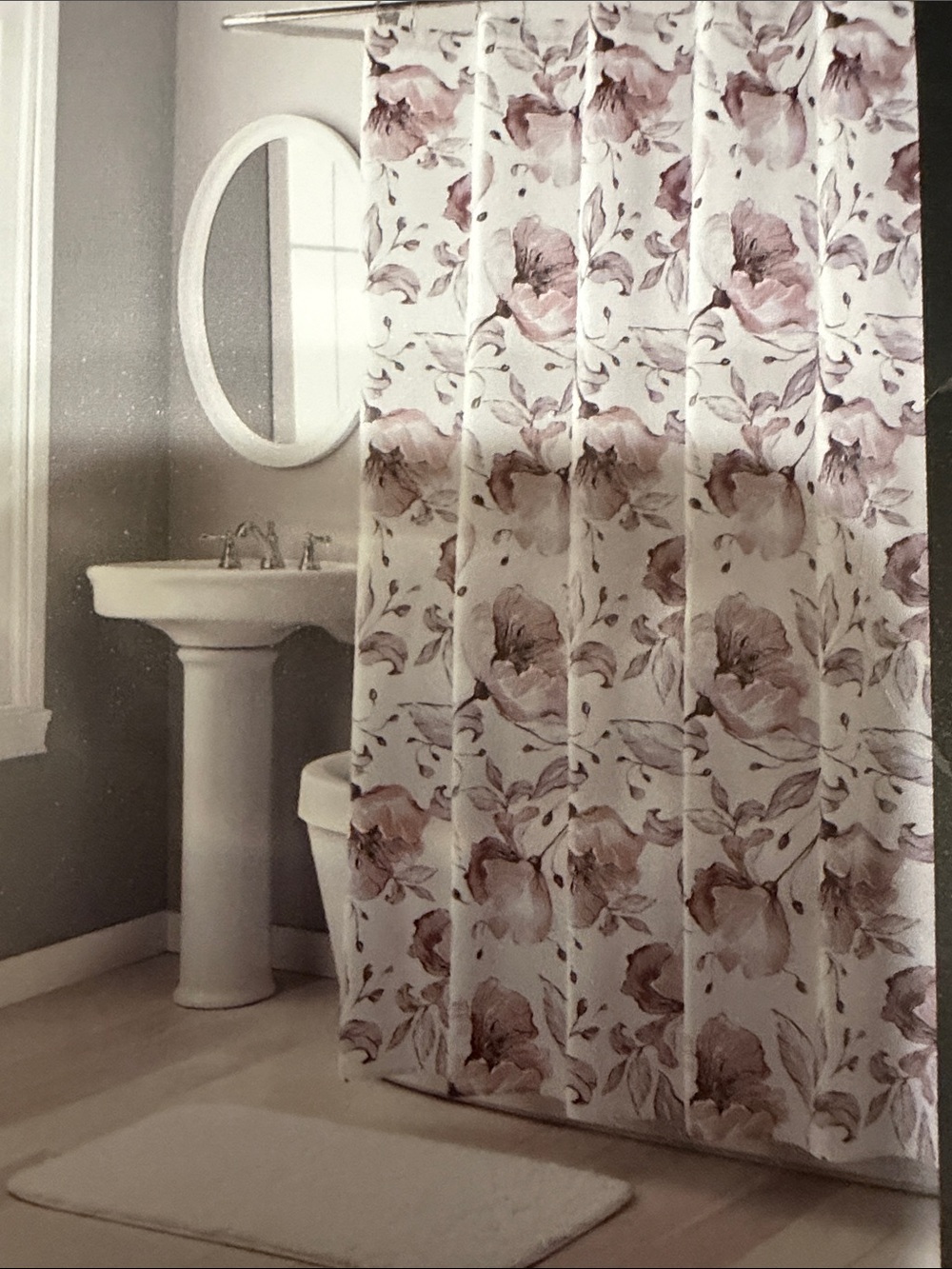 NWT Nicole Miller NY Shower Curtain Lymx Lily Blush 100% Cotton 72” x 72”